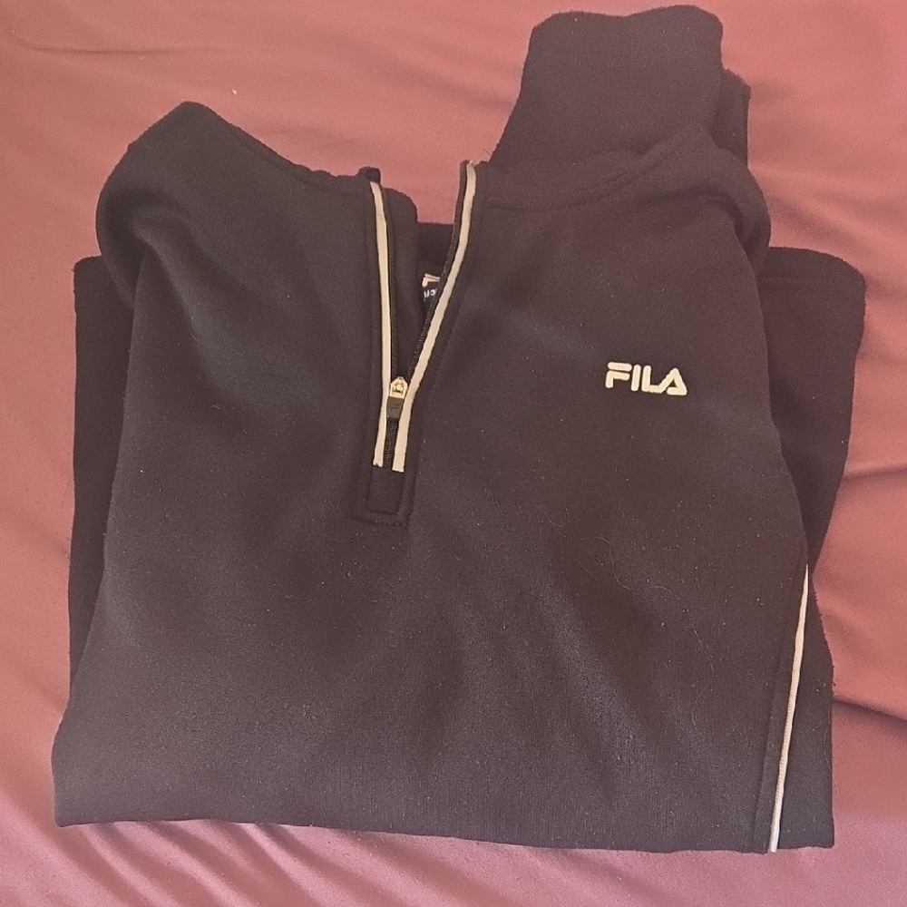 Fila Black and White Half-Zip Hoodie